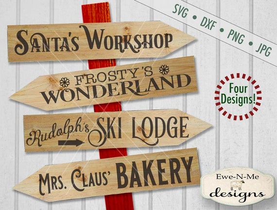 Christmas svg bundle - christmas svg - directional svg - santas workshop - frostys wonderland - mrs claus bakery  - Commercial use svg