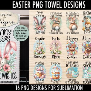 Pu&ograve; includere: Un set di 16 disegni digitali con illustrazioni a tema pasquale. I disegni includono coniglietti, uova, fiori e altri simboli pasquali. I disegni sono perfetti per creare asciugamani, tazze, t-shirt e altri articoli personalizzati.