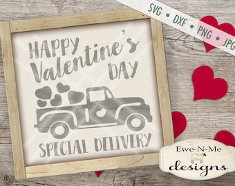 Valentine SVG - Red Truck with Hearts SVG - Special Delivery SVG  - Heart svg - Valentine Truck svg - Commercial Use svg, dxf, png, jpg