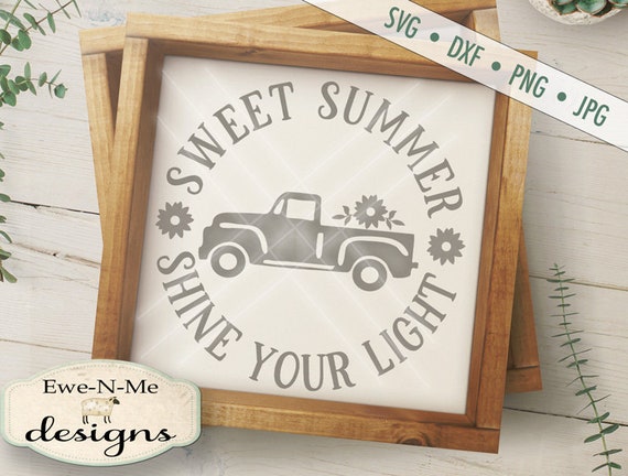 Sweet Summer SVG - sunflower truck SVG - Old Truck SVG - truck with flowers svg - shine light svg - Commercial Use svg, dxf, png, jpg