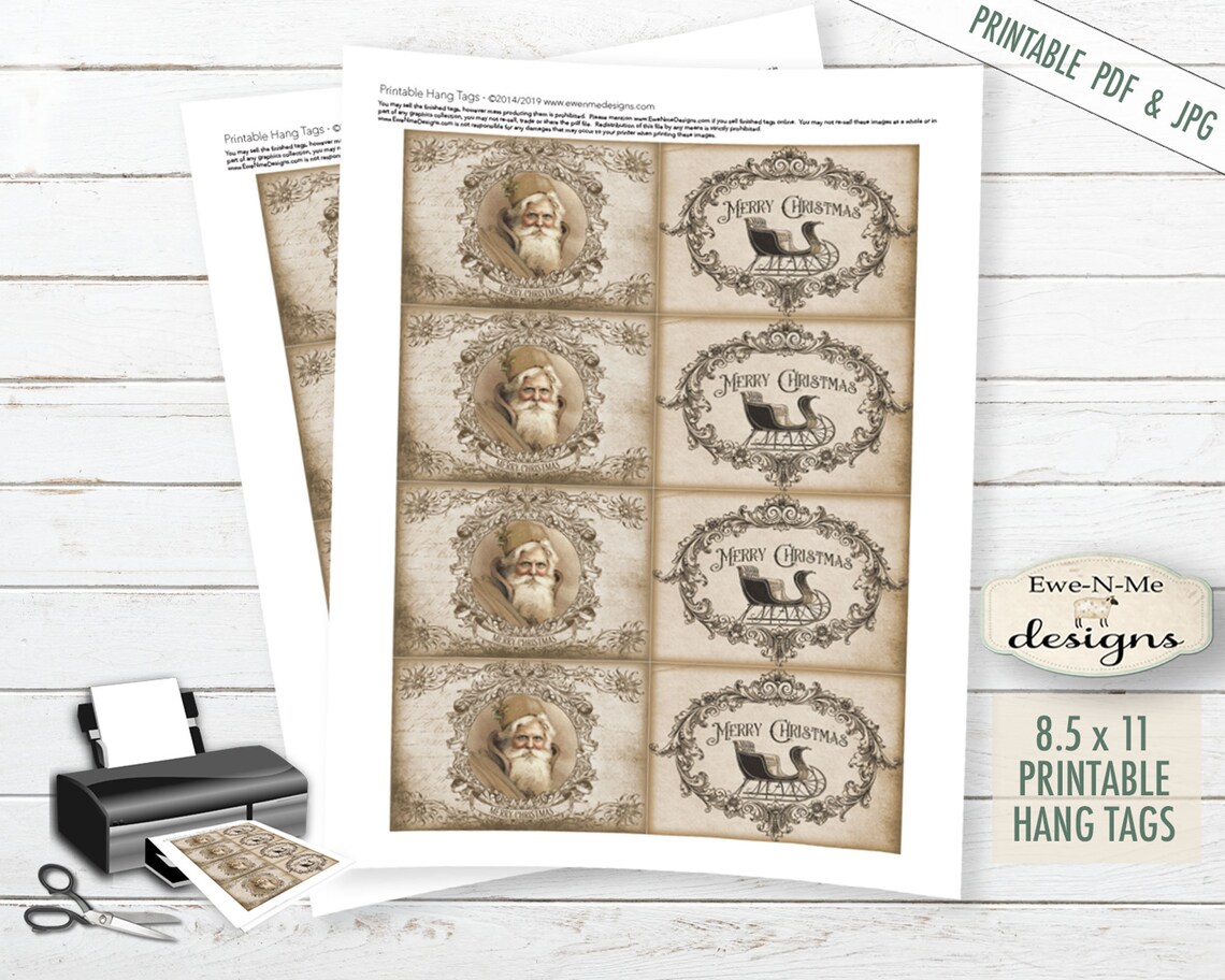 Printable Christmas Tags Old Santa Father Christmas - Etsy