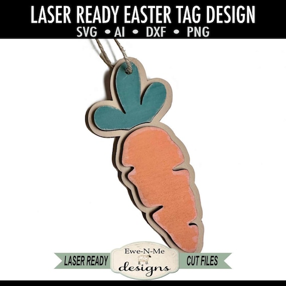 Carrot Tag Laser Cut SVG File - Easter Carrot Tag Laser Cut File - Easter Tag File - svg, dxf, ai, png