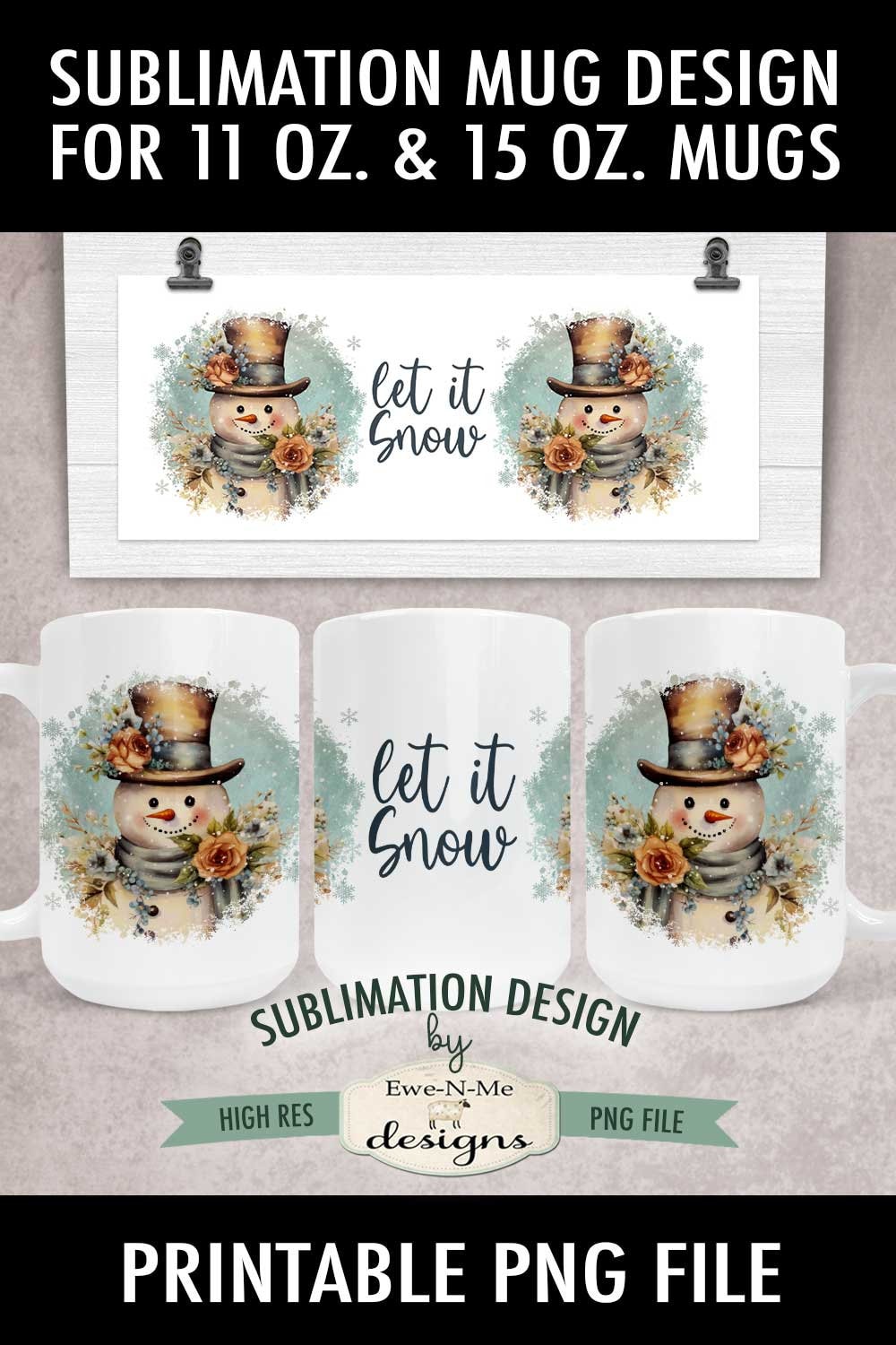 Christmas Mug Design, Digital Instant Download 11 Oz 12 Oz and 15 Oz  Sublimation Mug Full Wrap Template PNG, Gnome Coffee Mug Press PNG 
