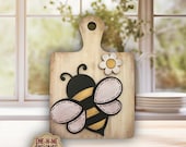 Mini Cutting Board Bee Sign SVG - Bee with Daisy Laser Cut File - Shelf Sitter - Layered Wood Craft Pattern - Digital Download