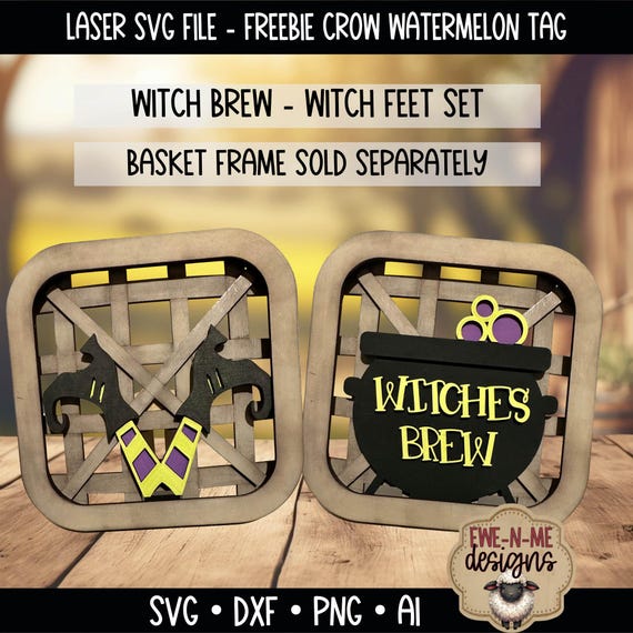 Interchangeable Tobacco Basket Inserts SVG - Halloween Witch Feet and Witches Brew Set - Fall Decor - Laser Cut File - Fits Basket Frame
