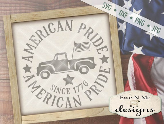 Patriotic svg - July 4th SVG - Old Truck svg - American Pride svg - Old Truck with Flag svg - round svg -  Commercial Use svg, dxf, png, jpg