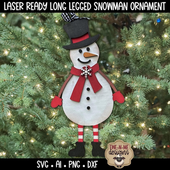 Long Legged Snowman Ornament SVG | Winter Snowman Ornament | Christmas Laser File | Digital Download