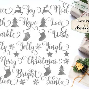 Kerst SVG - swirly kerstwoorden SVG - kerstwoorden bundel - vakantie svg - ornament SVG-bestanden, commercieel gebruik - svg, dxf, png, jpg
