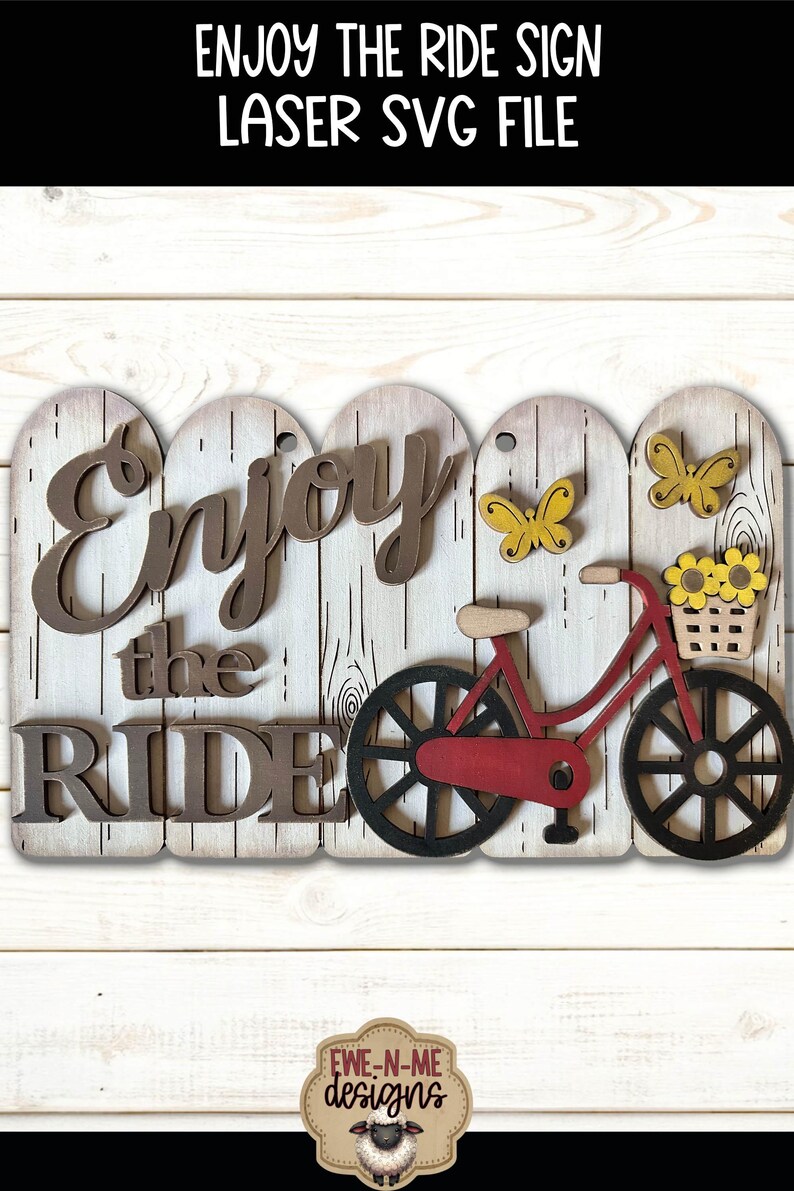 Enjoy the Ride Bicycle Sign SVG - Summer Laser Cut File - Rustic Bike ...