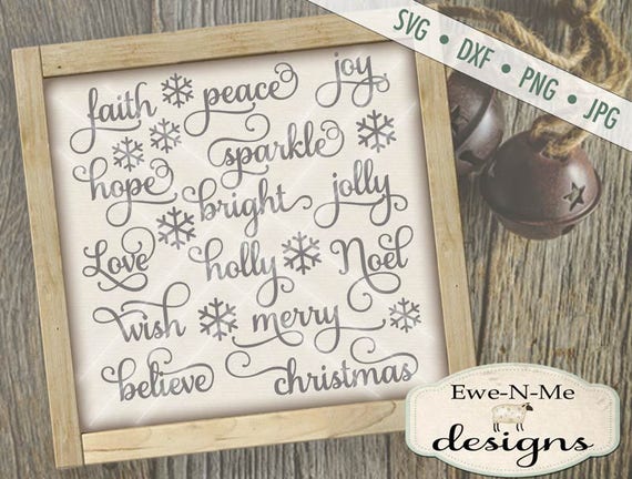 Christmas SVG File - Christmas Words svg Bundle - Holiday Cut files - Ornament SVG Files, Commercial Use - svg, dxf, png, jpg