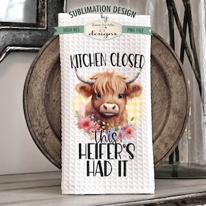 Funny Highland Cow Kitchen Towel Sublimation Bundle Highland Cow Kitchen Towel Sublimation Designs Cute and Funny Kitchen Designs image 3