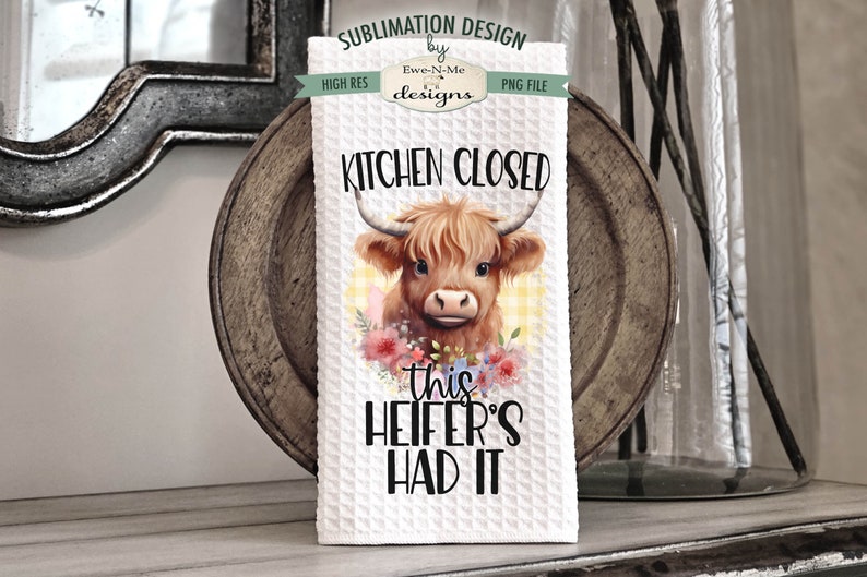 Funny Highland Cow Kitchen Towel Sublimation Bundle Highland Cow Kitchen Towel Sublimation Designs Cute and Funny Kitchen Designs image 3