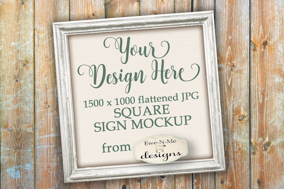 Square Sign Mockup - farmhouse style mockup - rustic mockup - country style mockup - frame mockup - flattened jpg frame mockup