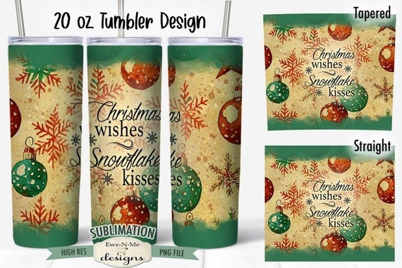 Vintage Style Christmas Wishes Tumbler Sublimation Design - Sublimation Download for  20 oz. Tumbler Straight and Tapered