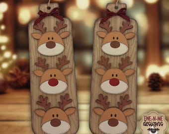 Reindeer Trio Laser File | Rustic Christmas Cutting Board Decor | Layered Reindeer SVG for Laser Cutting