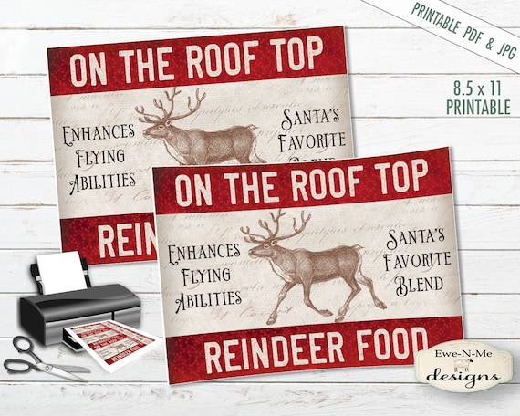 Printable Christmas Tags - Reindeer Tags - Christmas Tags - Printable Hang Tags - Reindeer Food - Commercial Use PDF and JPG File Included