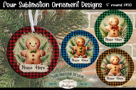 Plaid Gingerbread Man Ornament Designs PNG Files | Gingerbread Man Ornament Designs | Christmas Gingerbread Ornament Designs