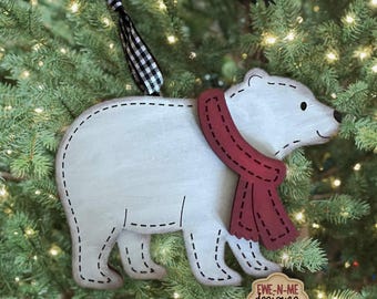 Polar Bear Ornament Laser Ready SVG | Holiday Laser SVG |  Laser Cut Winter Ornament Digital Download