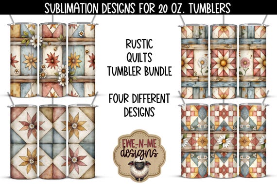 Rustic Quilt Seamless Sublimation Bundle | Farmhouse Quilt PNG | Fall Country Patchwork Sublimation with Sunflowers and Daisy
