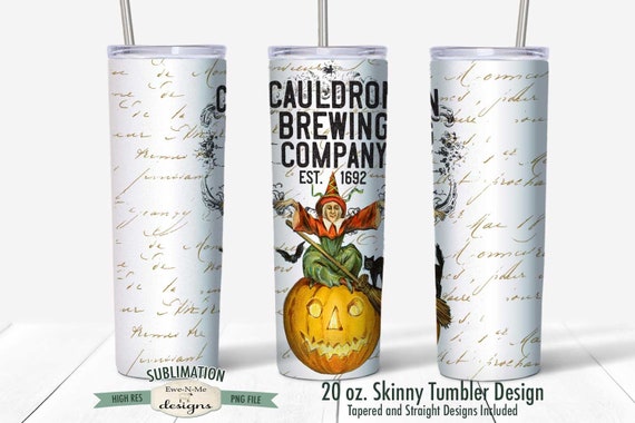 Cauldron Brewing Company  Sublimation Design - Vintage Halloween Witch - Sublimation for  20 oz. Tumbler Straight and Tapered