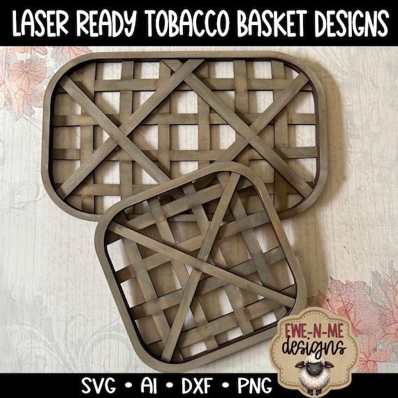 Tobacco Basket Design Laser Cut SVG - Rectangle Square Tobacco Basket Laser Cut File  - svg, dxf, ai, png