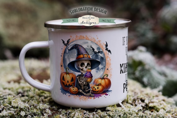 Funny Sarcastic Skeleton Try Poison Mug Design - Sarcastic Skeleton With Cupcake - Halloween 11 and 15 oz Mug Sublimation Wrap PNG