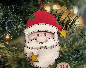 Santa Face Christmas Ornament SVG, Laser Cut File for Glowforge, xTool & More, Holiday Decor, Christmas Tree Ornament, Jolly Santa SVG