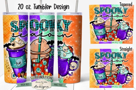 Spooky Season Halloween Drinks Sublimation Tumbler Design - Halloween Doodle Letters  - Sublimation for  20 oz. Tumbler Straight and Tapered