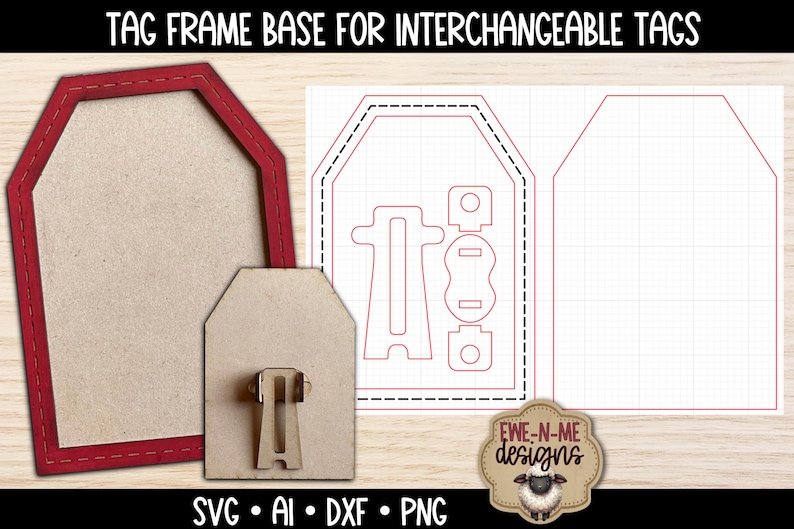 Tag Frame SVG With Stand: Laser Cut File for Interchangeable Tags ...