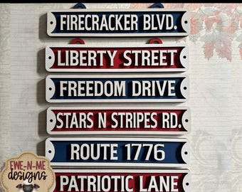Patriotic Street Sign SVG Bundle - 4th of July Laser Cut Files - Americana Street Names Decor