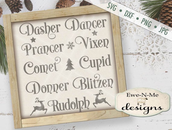 Reindeer Names SVG Cut File - Reindeer SVG - Reindeer Names Cut File - Santa's Reindeer SVG Cut File - Commercial Use svg, dxf, png, jpg