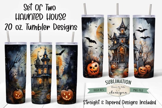 Halloween Tumbler Sublimation Design | Haunted House Sublimation Design for  20 oz. Tumbler Straight and Tapered