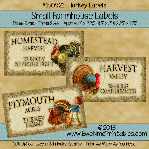 Vintage Style Thanksgiving Label Printable - Turkey - Harvest - Plymouth - Homestead - Digital PDF or JPG File