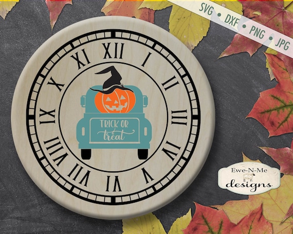 Clock Face svg - Halloween SVG - Jack O Lantern SVG - Clock svg - truck svg - vintage truck SVG - Commercial Use svg, dxf, png and jpg