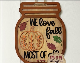 Fall Mason Jar Sign Bundle, Door Hanger Svg, Glowforge Laser Cut File ...