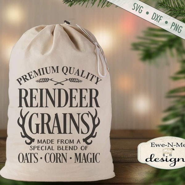 Christmas SVG - Reindeer svg - Reindeer Grains svg - Feedsack SVG - Commercial Use svg, dxf, png and jpg