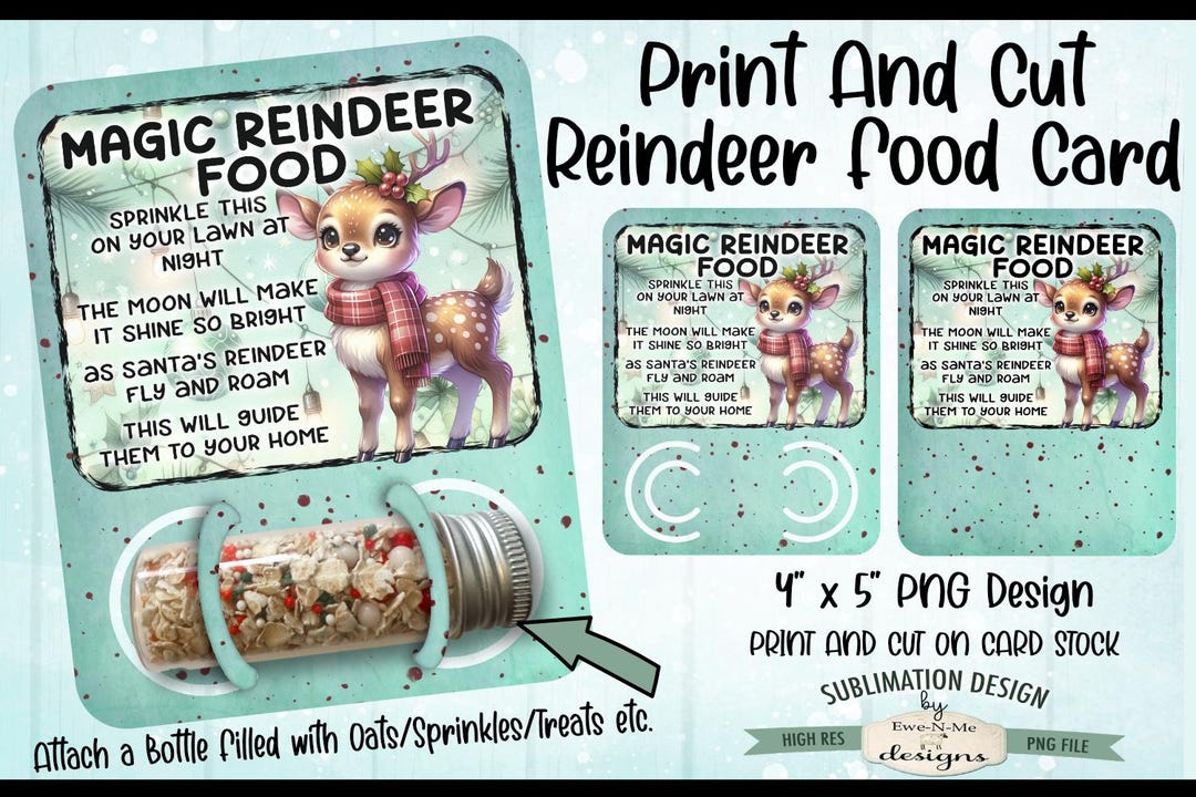 Magic Reindeer Food PNG Christmas Reindeer Food Print and Cut Card in