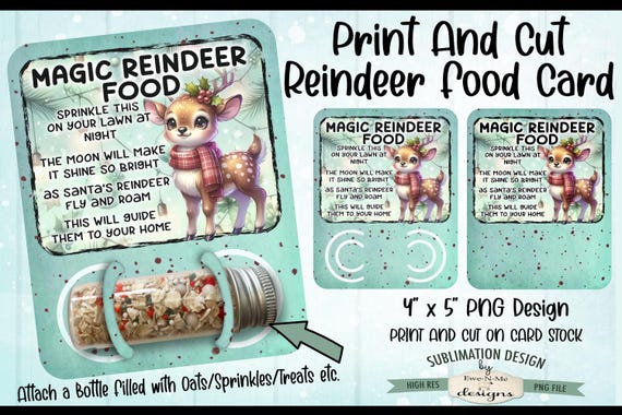 Magic Reindeer Food PNG | Christmas Reindeer Food Print and Cut Card in Green