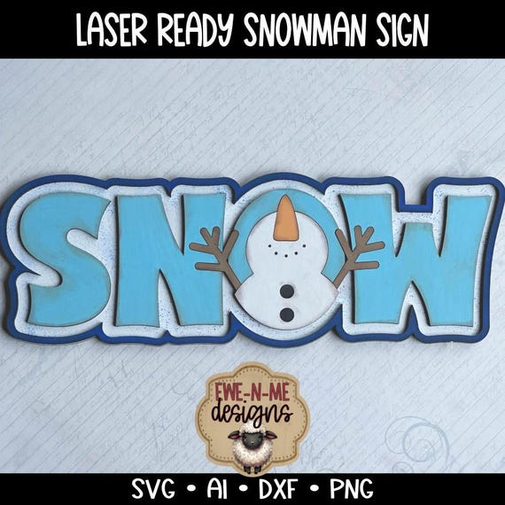 Laser Cut Snowman SVG | Holiday Wood Sign Pattern | Winter Decor Cutting File svg, dxf, ai, png