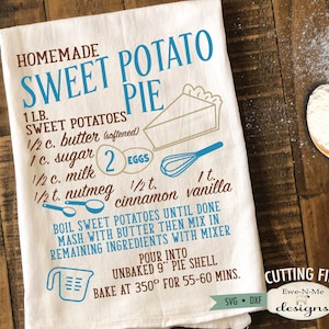 Receita de torta de batata doce SVG - receita de torta svg - Outono svg - Outono SVG - Cozinha svg - Uso comercial arquivos svg, dxf, png e jpg