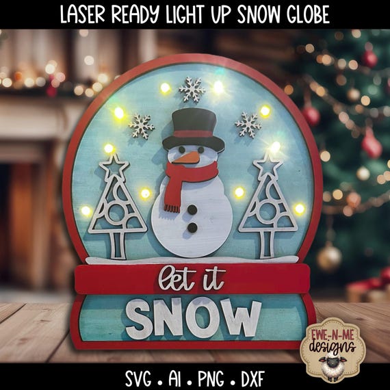 Laser Ready Light Up Snowman Snow Globe SVG  • Let It Snow Laser Ready File • Digital Download