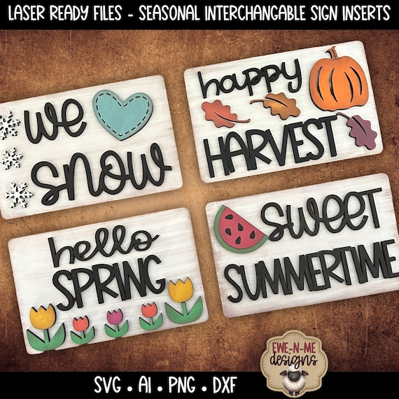 Laser Ready Files – Seasonal Interchangeable Sign Inserts for Highland Cow Shelf Sign