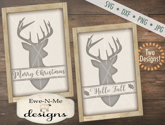 Deer svg - Merry Christmas svg - Hello Fall svg - deer head svg - Split Deer SVG