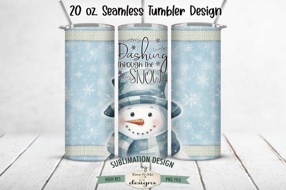 Dashing Through The Snow Seamless 20 oz. Christmas Tumbler Sublimation Design | Winter Christmas Tumbler Design