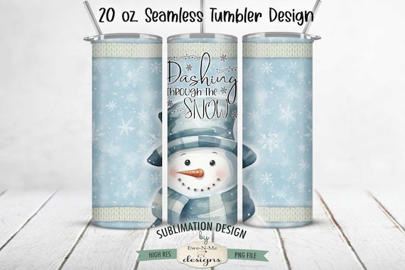 Dashing Through The Snow Seamless 20 oz. Christmas Tumbler Sublimation Design | Winter Christmas Tumbler Design