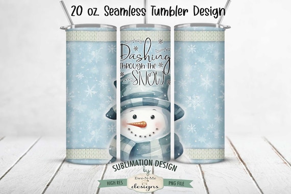 Dashing Through The Snow Seamless 20 oz. Christmas Tumbler Sublimation Design | Winter Christmas Tumbler Design