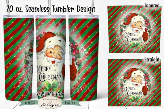 Vintage Santa Sublimation Tumbler Design - Vintage Christmas Sublimation TumblerDesign - 20 oz. Tumbler Straight and Tapered PNG
