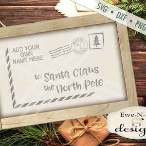 Santa Carta SVG - Santa Sobre svg - Navidad svg - Postal a Santa - Navidad personalizada svg - Uso comercial svg, dxf, png, jpg