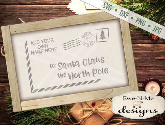 Santa Letter SVG - Santa Envelope svg - Christmas svg - Postcard to Santa - Personalized Christmas svg - Commercial Use svg, dxf, png, jpg