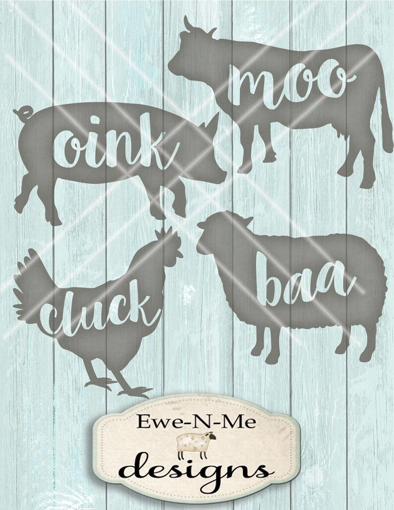 Farm Animals SVG - Moo Svg - Baa Svg - Oink Svg - Cluck Svg - Farmhouse ...